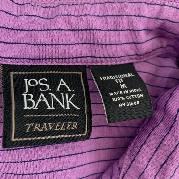 Jos. A. Bank Polo Traditional Fit Medium Purple Short Sleeve Collared - Picture 3 of 9